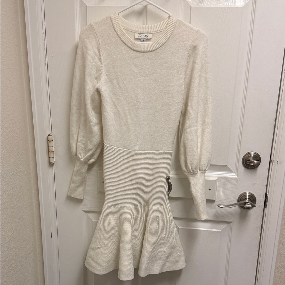 She + Sky Cream Mini Dress